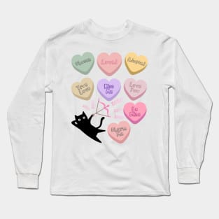 Cat Adoption Kitten Kitty Lovers Cute Candy Heart Funny Long Sleeve T-Shirt